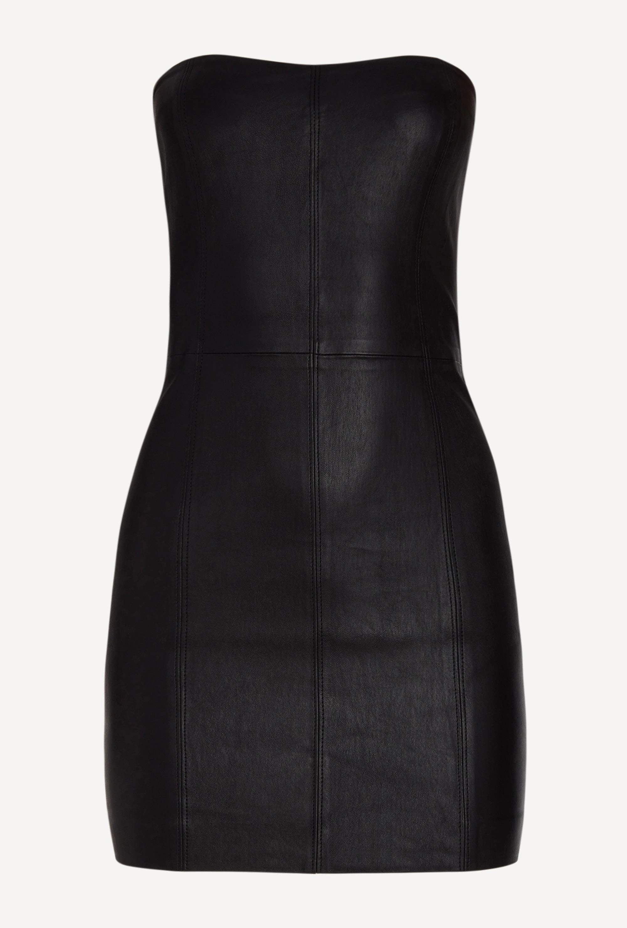 Comfort and Elegance Winter Layering Black Leather Strapless Dress