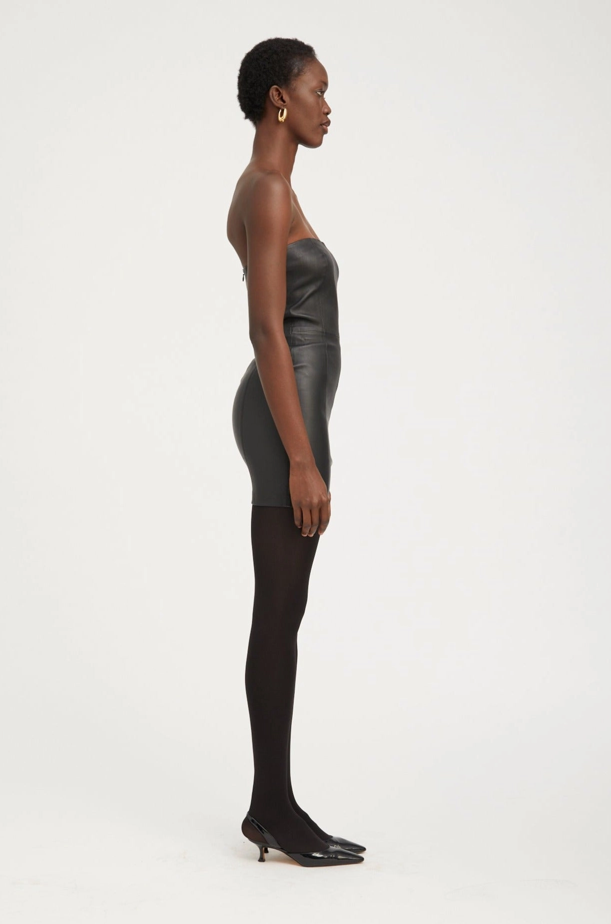 Black Leather Strapless Dress Balanced feel
