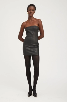 Black Leather Strapless Dress Summer Air Vibe Choice