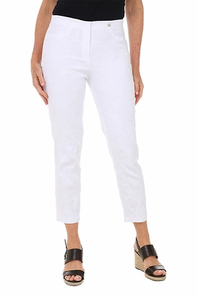 Floral Jacquard Pull-On Ankle Pant Corduroy texture