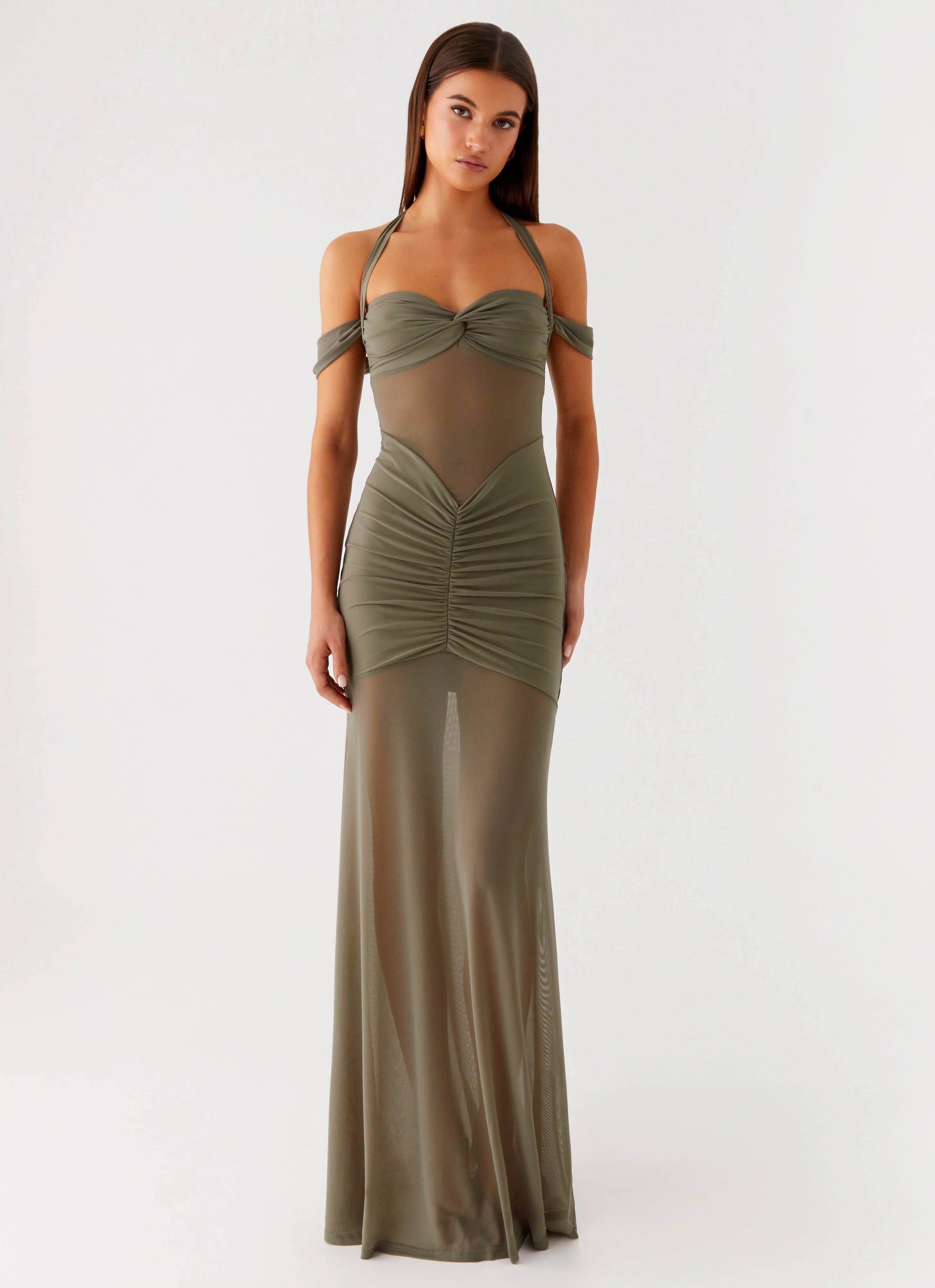 Ivy Lane Maxi Dress - Olive Light Sheen