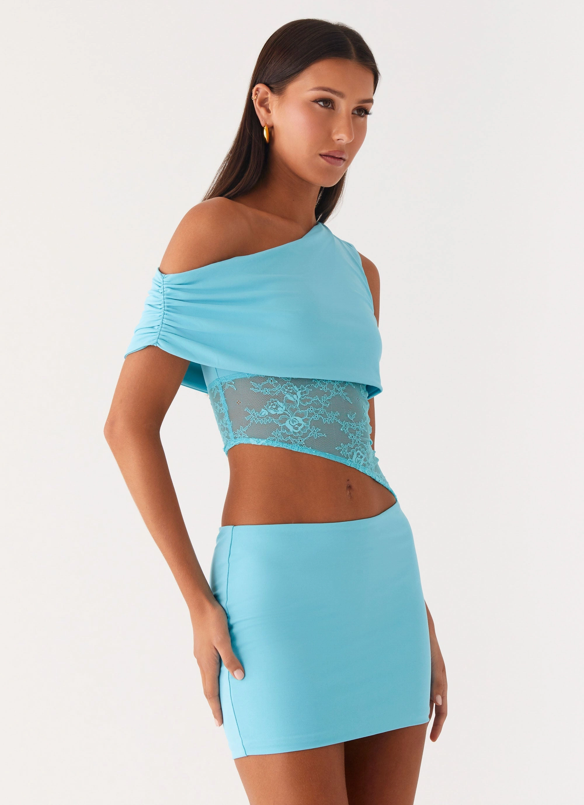 Love Motion Mini Dress - Aqua Blue Timeless Energy Semi Sheer