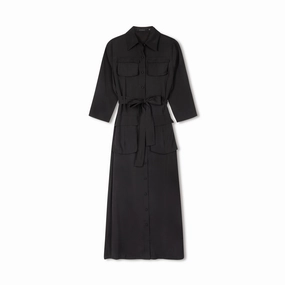 Belted Shirtdress | Black [Final Sale] Elegant Finish