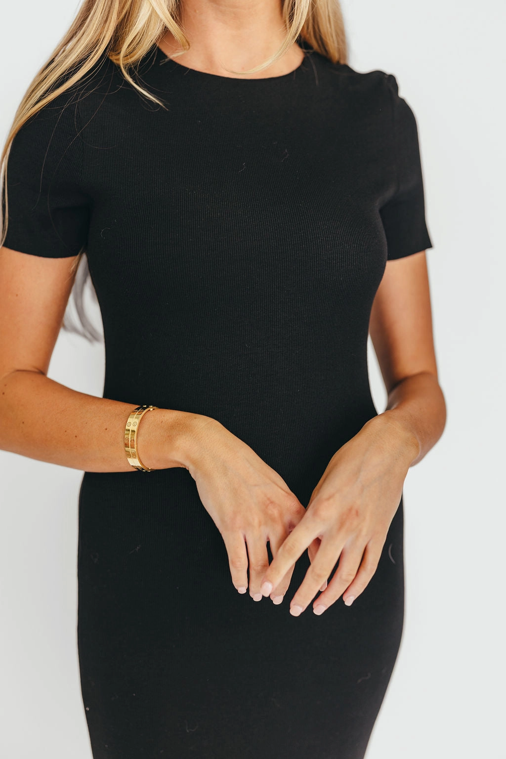 Classic Cut The Charlie Ribbed Maxi Dress in Black
