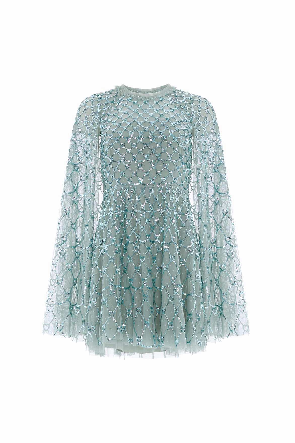 Refined touch Heart Lattice Micro Mini Dress