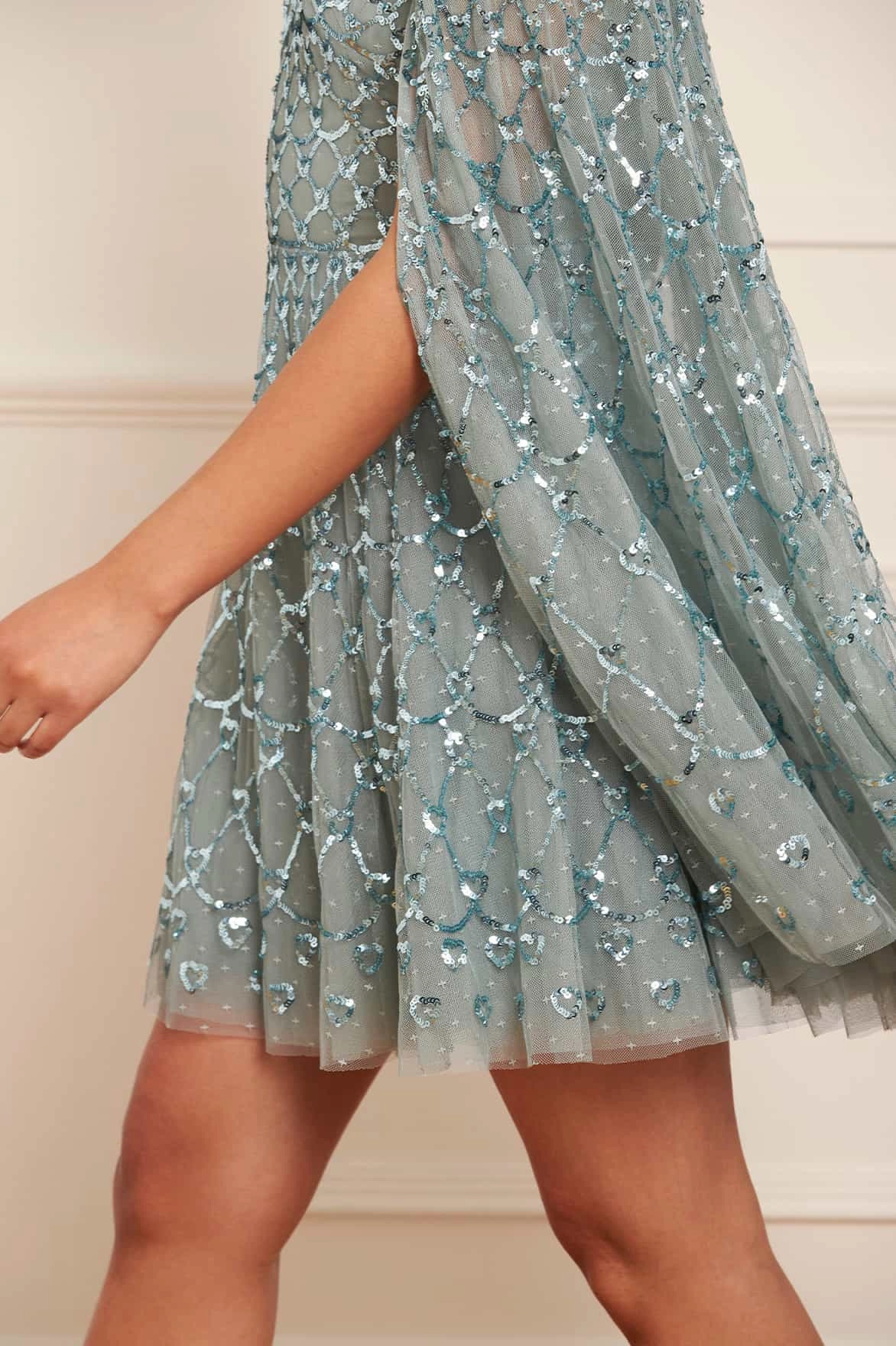 Heart Lattice Micro Mini Dress Silky texture