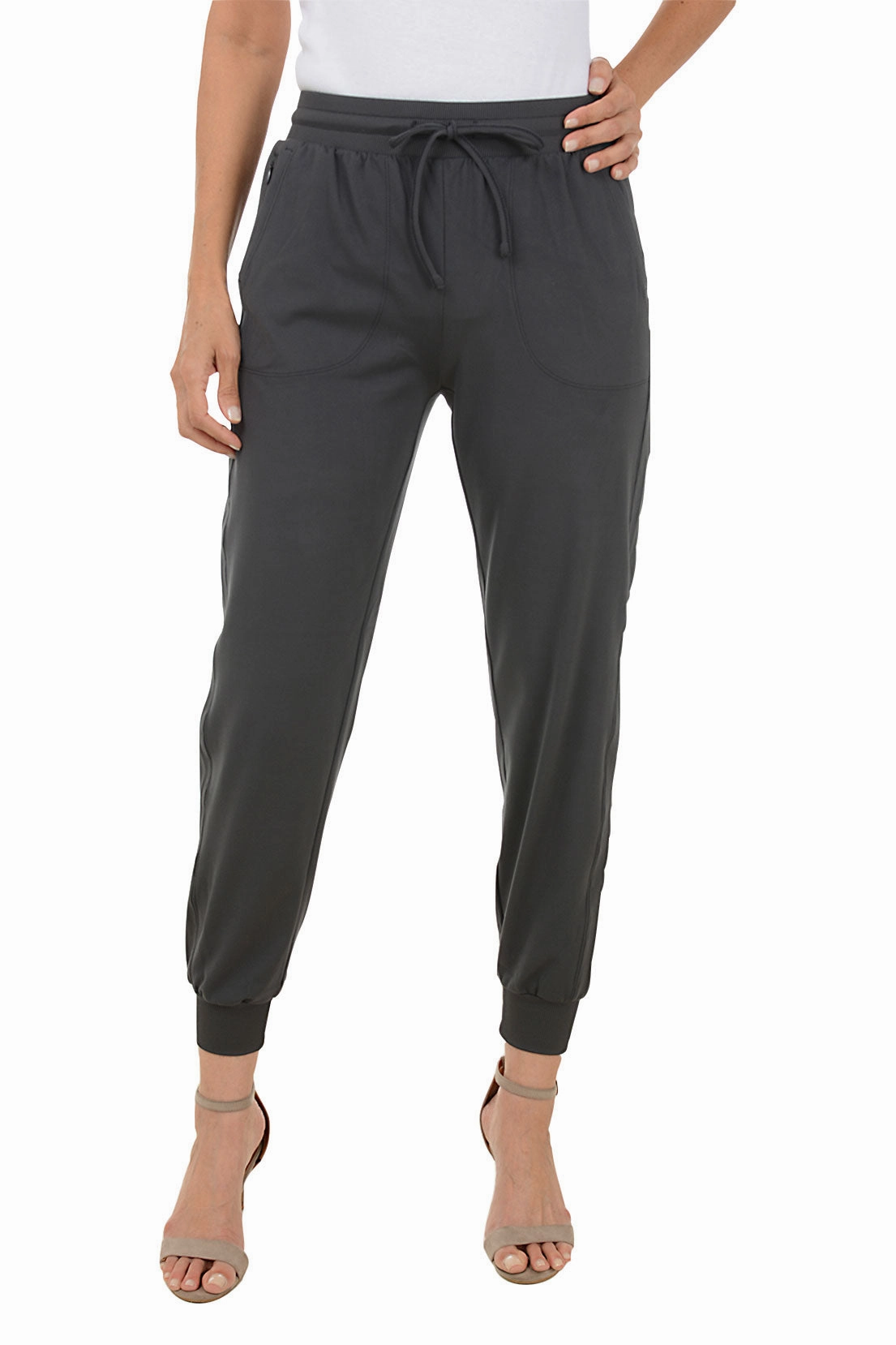 Solid Ankle-Length Jogger Pant Frayed hem