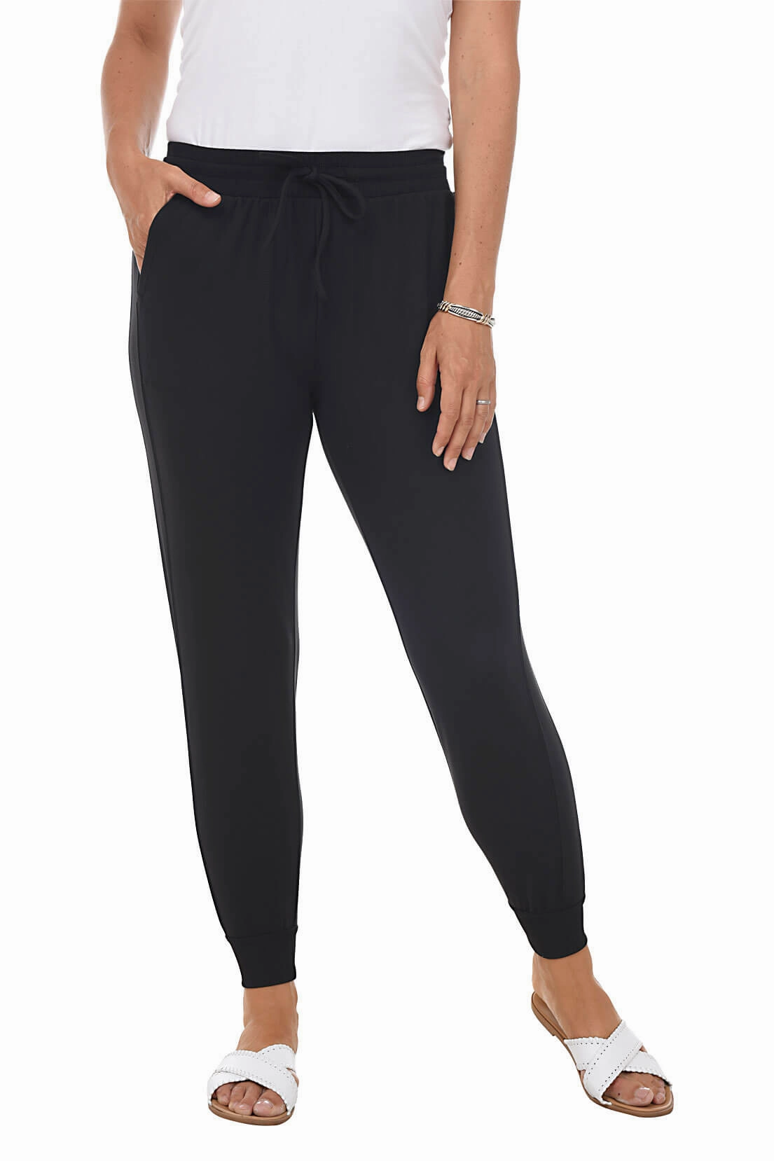 Solid Ankle-Length Jogger Pant ElasticWaistband