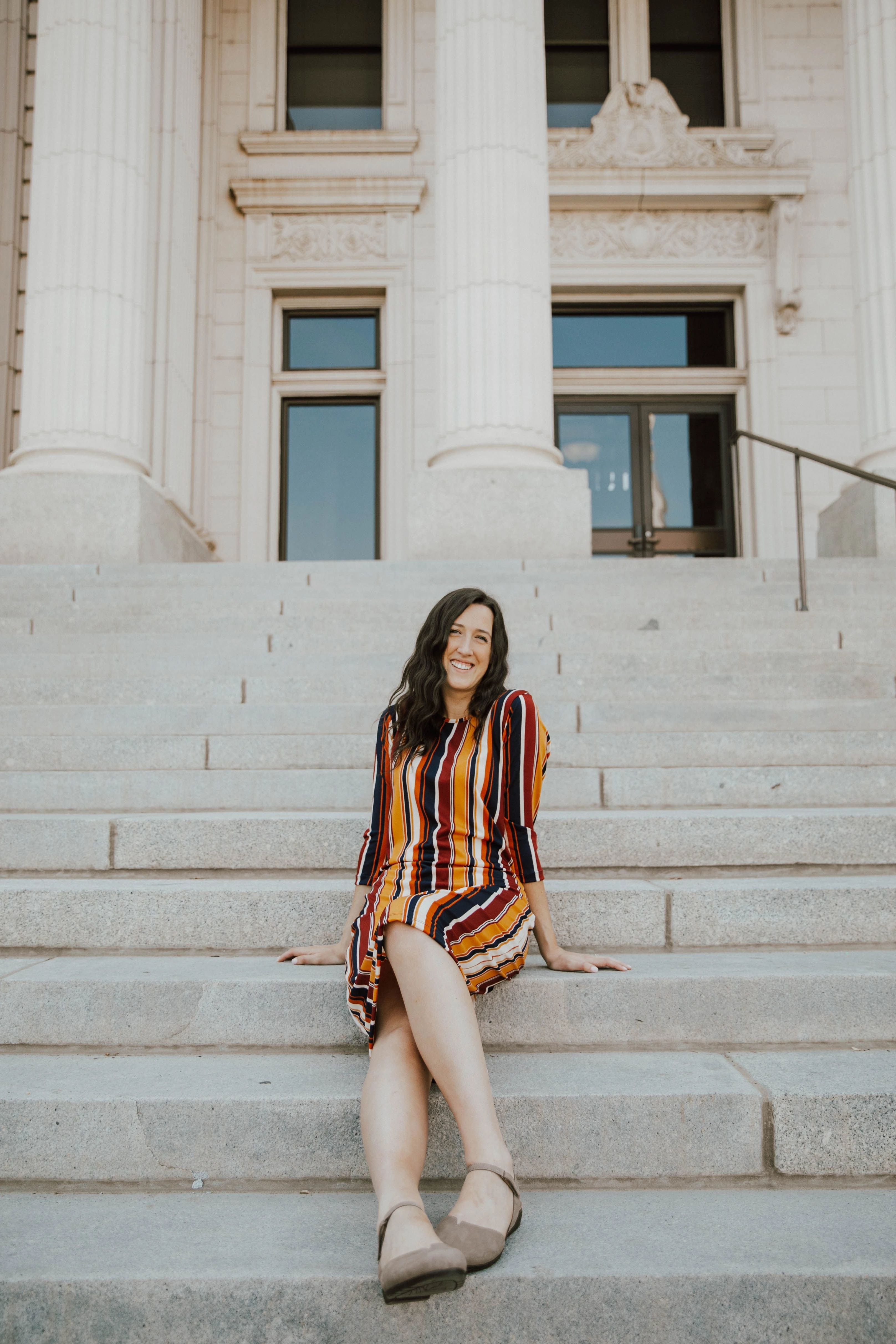 Travel-friendly Jadyn Dress Collegiate Multi-stripe