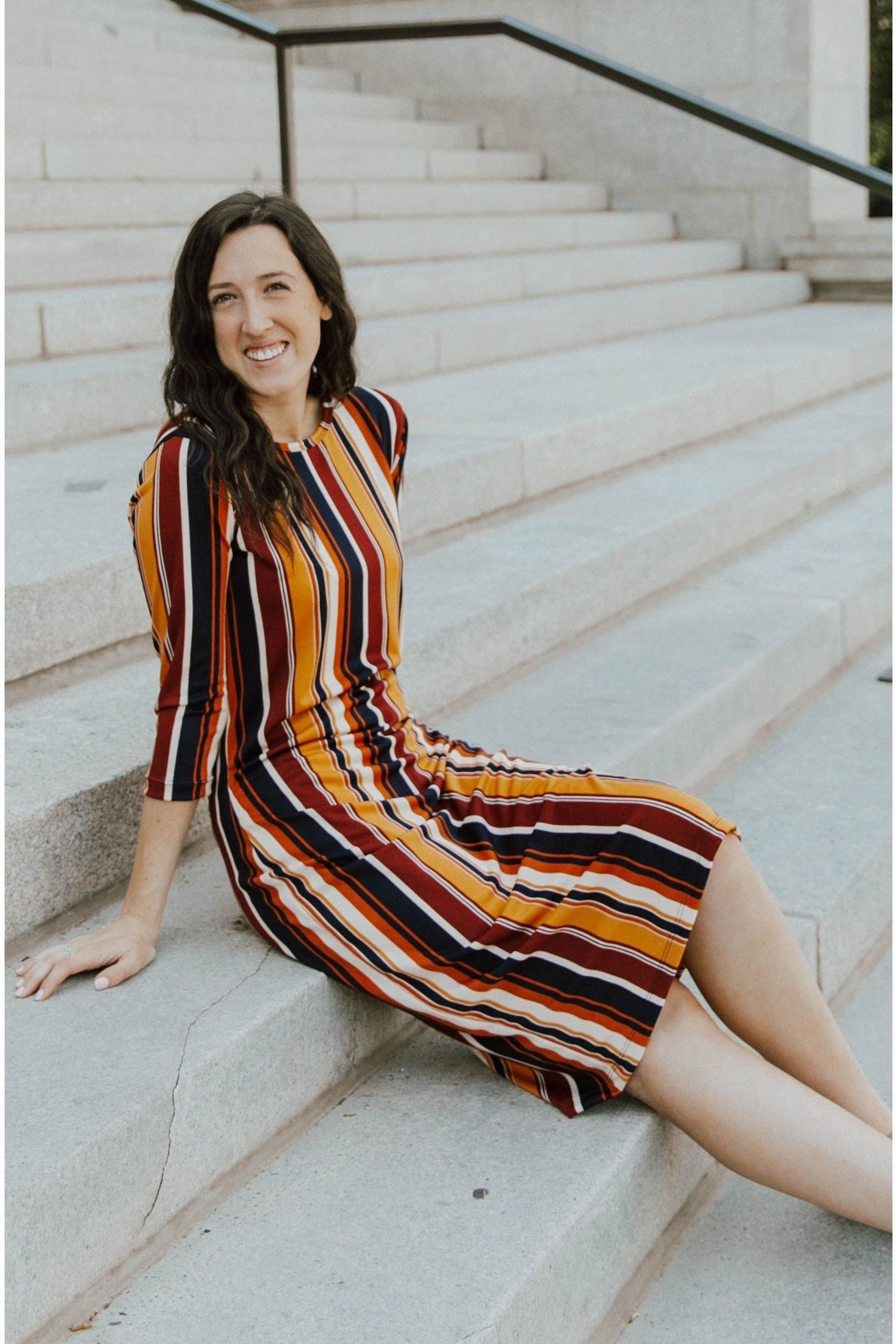 All weather Relaxed Style Jadyn Dress Collegiate Multi-stripe