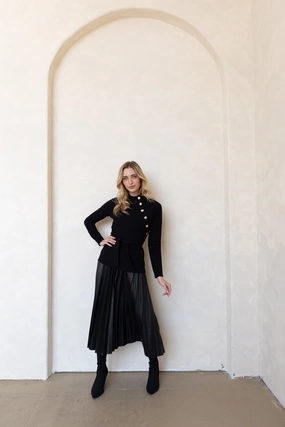 Anika Knit Leather Dress Sleek Motion