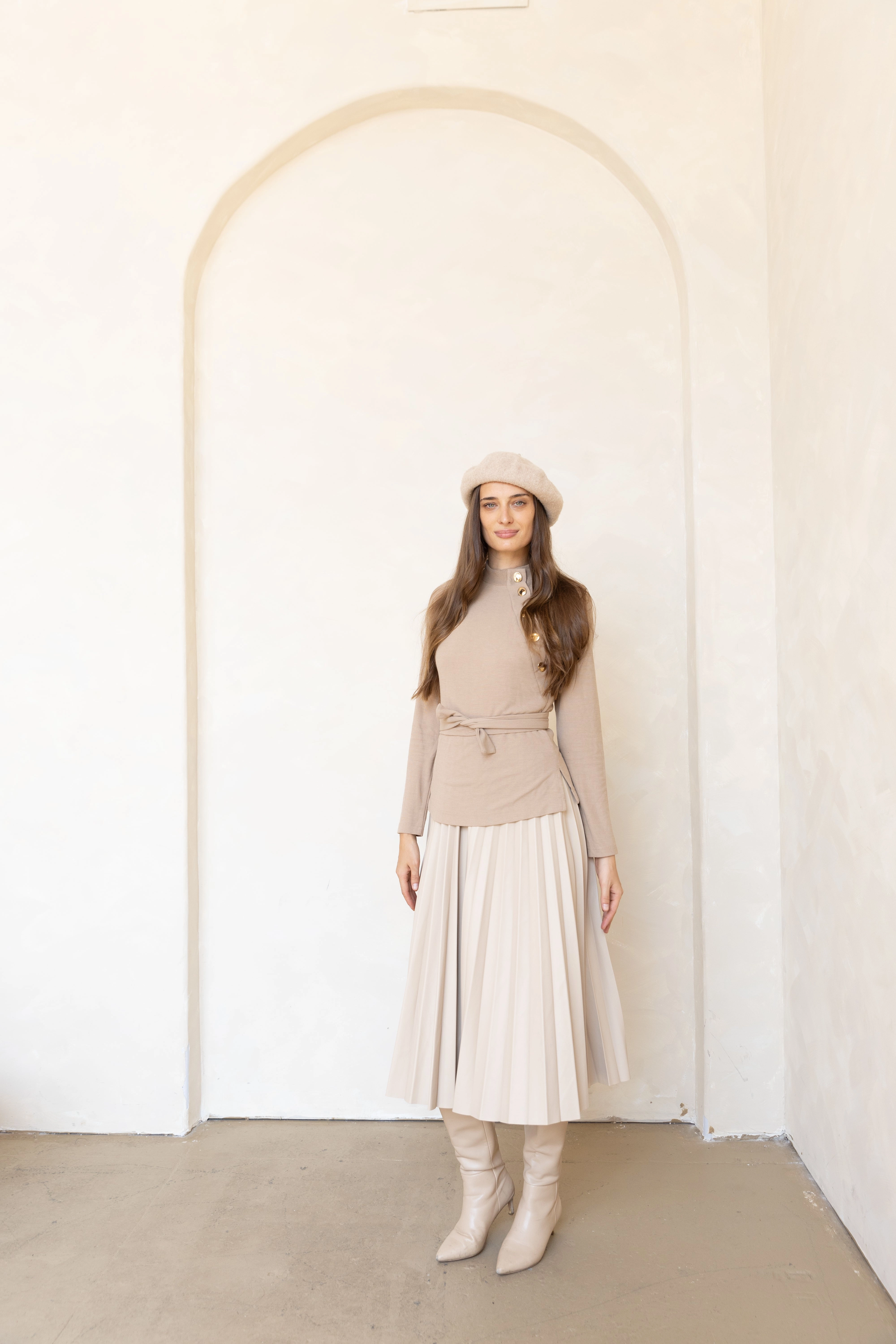 Anika Knit Leather Dress Jewel-Tone