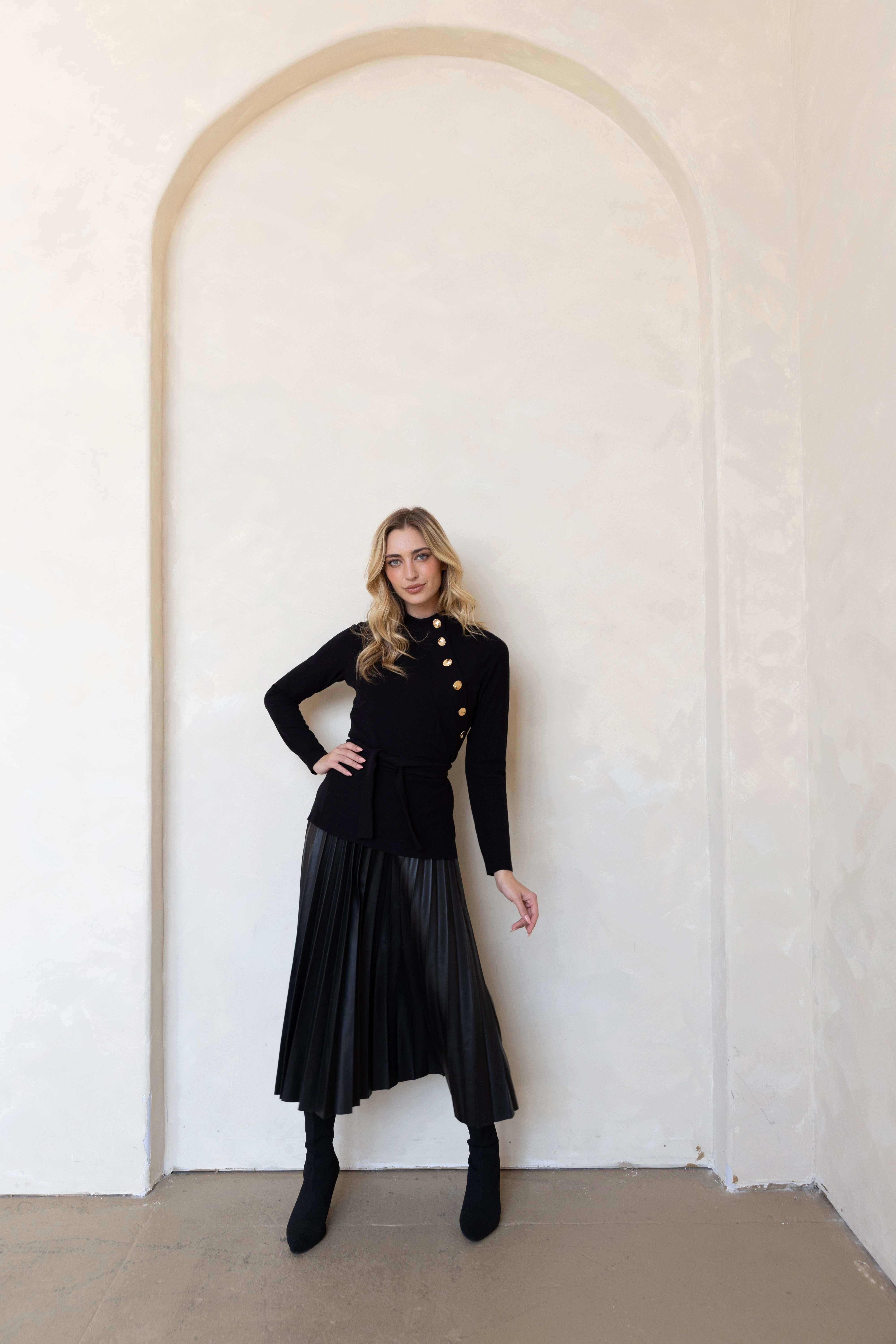 Anika Knit Leather Dress Fitted Design Casual maxi dress