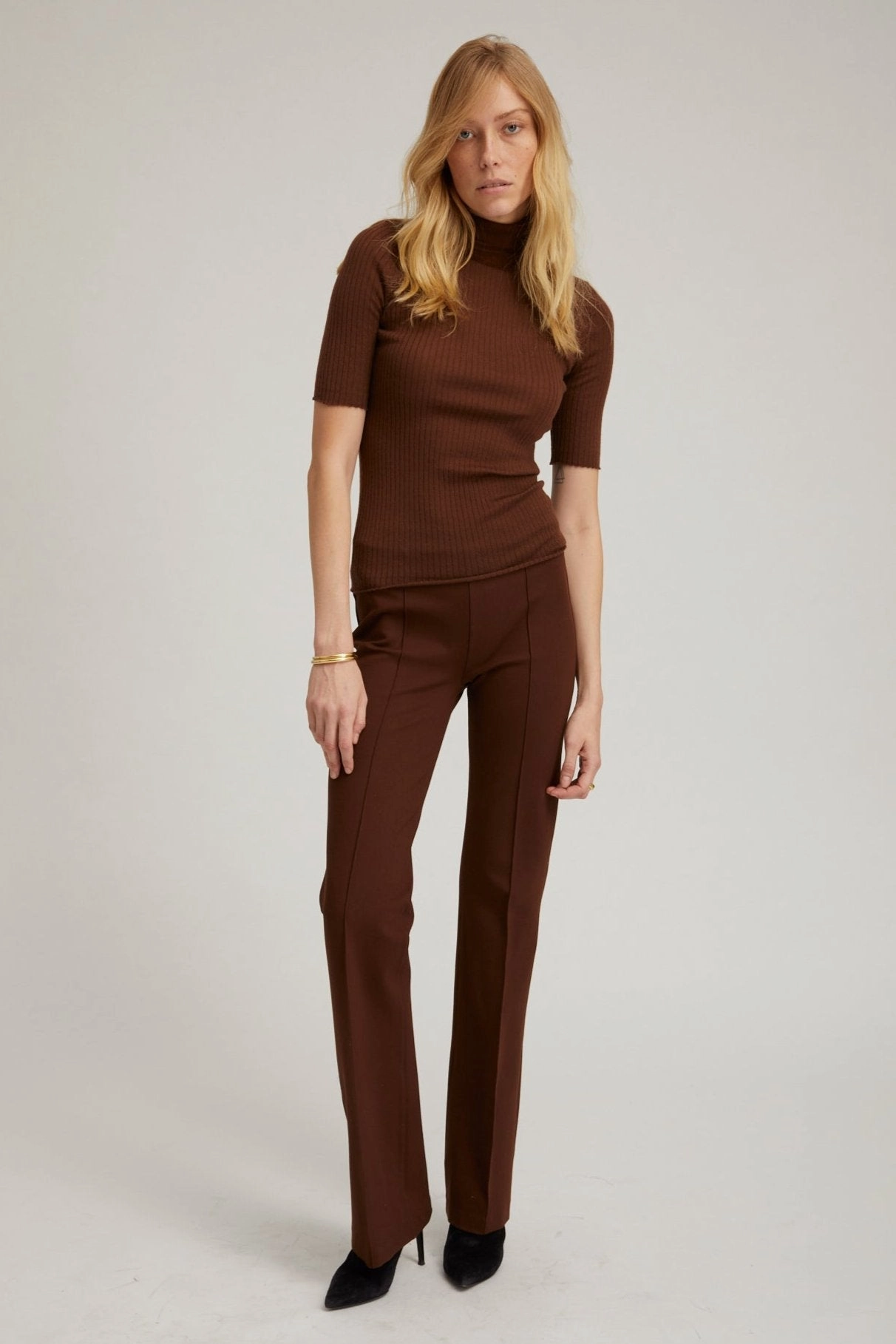ThermalRegulatingLining Water Repellent Coating Chocolate Casanova Micro Flare Pintuck Pants