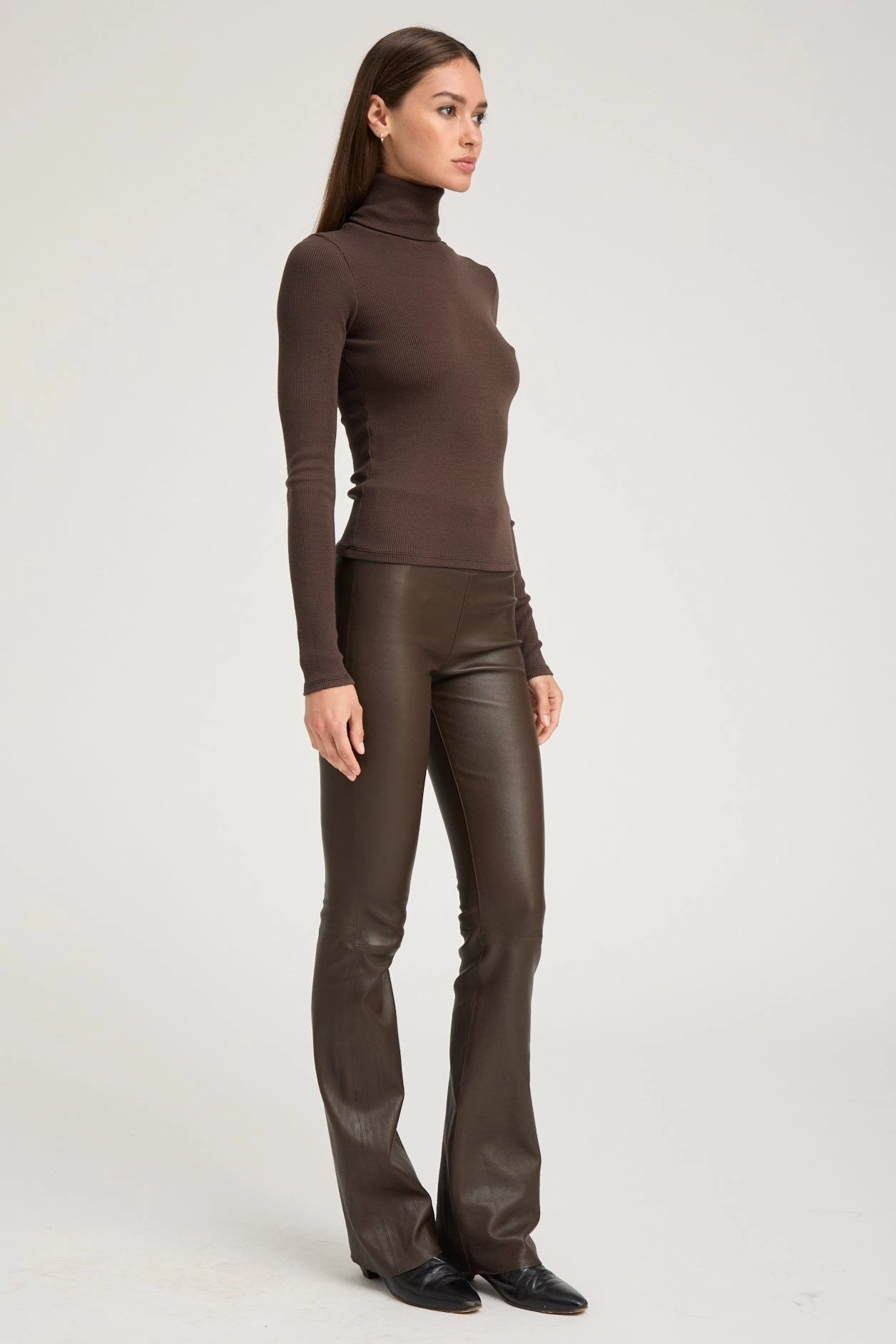 Chocolate Rib Long Sleeve Turtleneck Comfortable Cotton Hypoallergenic fabric