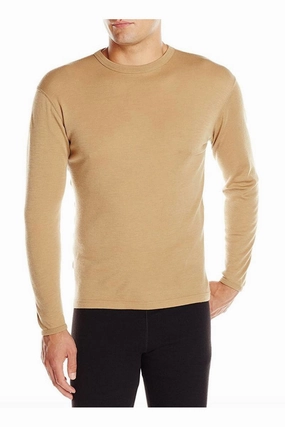 BreathableMoistureBarrier High Collar Protection Design Chocorua Men's Midweight Wool Crew Top Desert Sand