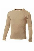 Chocorua Men's Midweight Wool Crew Top Desert Sand DualLayer Weave Moisture Wicking Technology