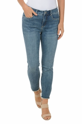 Water Resistant Finish Christina Frayed Slim Denim Ankle Pant