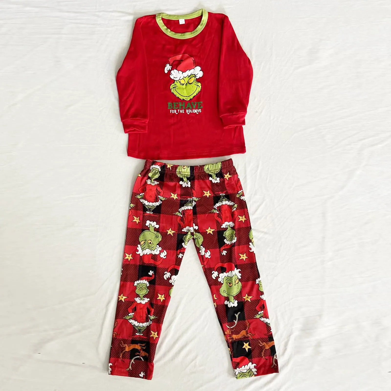 Christmas Family Matching Pajamas Set Mother Dad Cartoon Print Pajamas Home Clothes Set