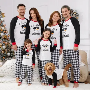 Christmas Family Matching Pajamas Sets Chillin Snowmies Cool Sunglasses Snowman Plaids Pants