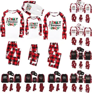 Christmas Family Pajamas Matching Sets Long Sleeve Comfy Sleepwear Xmas Plaid Pjs Set for Couples Women Men