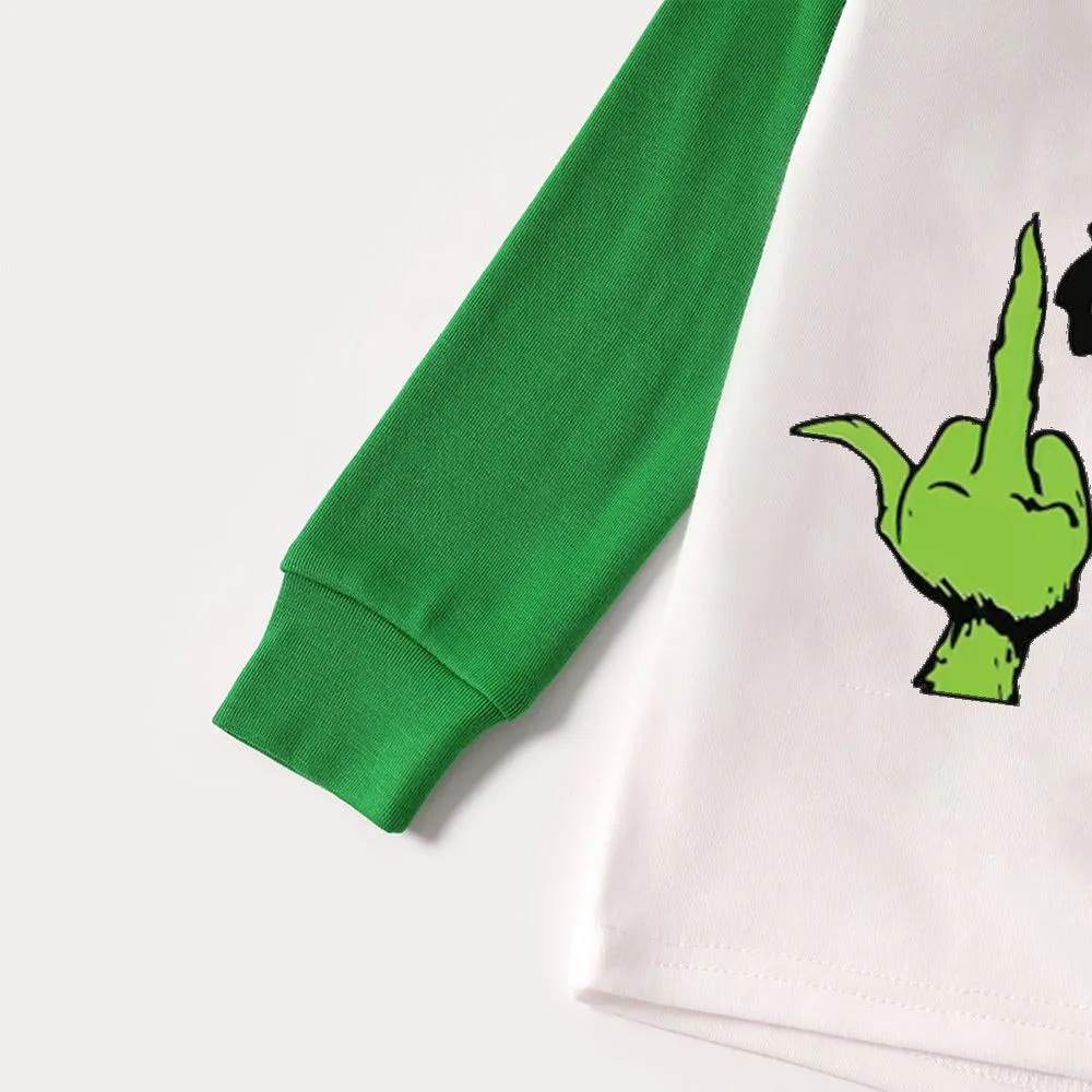 Christmas Hat Cartoon Print Family Matching Raglan Long-sleeve Pajamas Sets