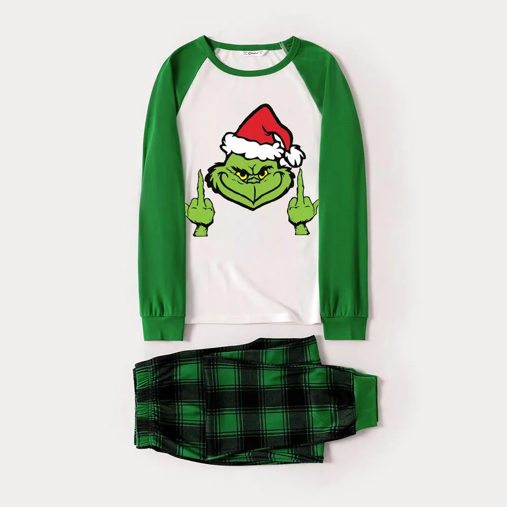 Christmas Hat Cartoon Print Family Matching Raglan Long-sleeve Pajamas Sets