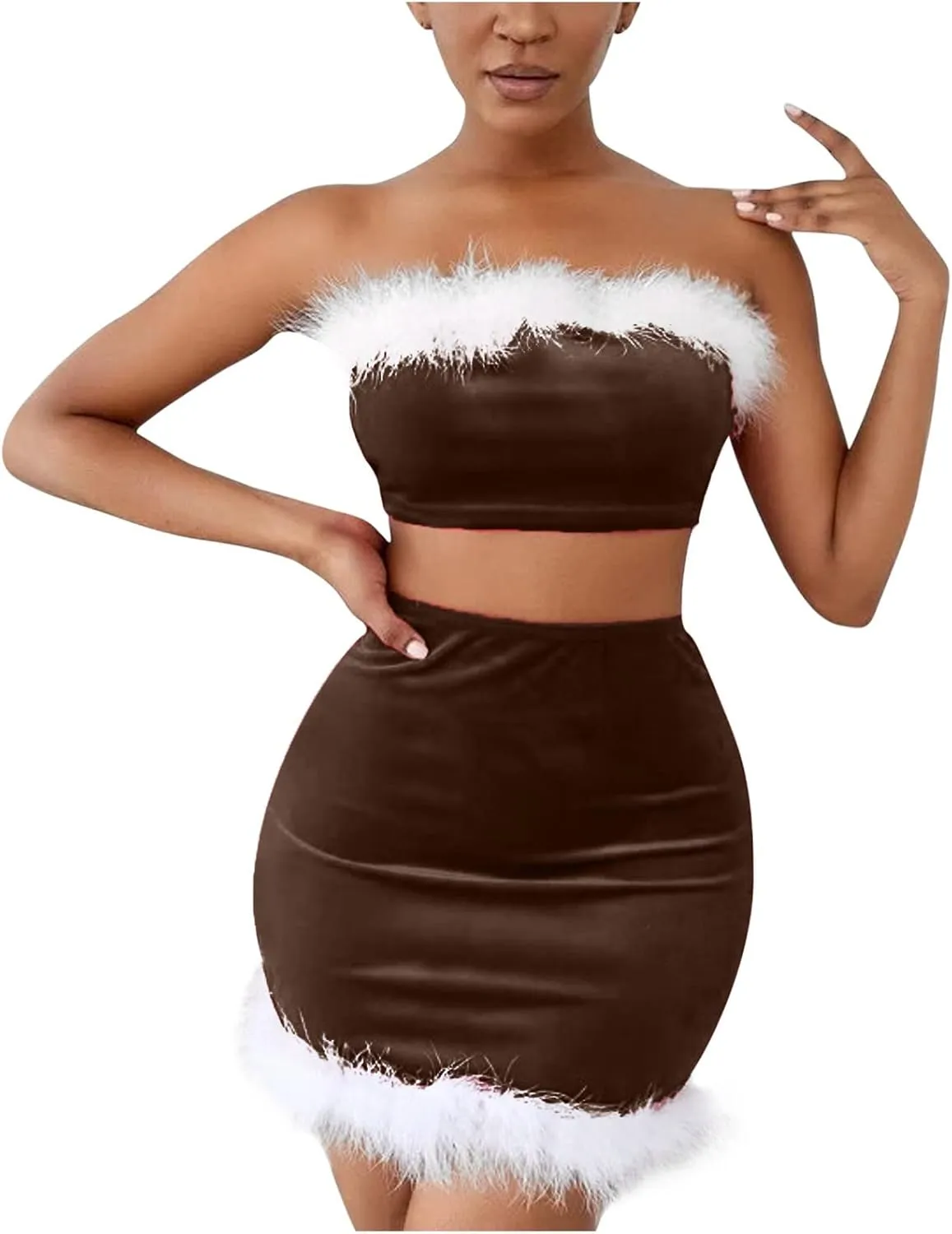 Christmas Lingerie Women Lingerie Sets Red Velvet Bra and Skirt Sets Red Santa Teddy Babydoll Scallop Lace Bralette Sleepwear