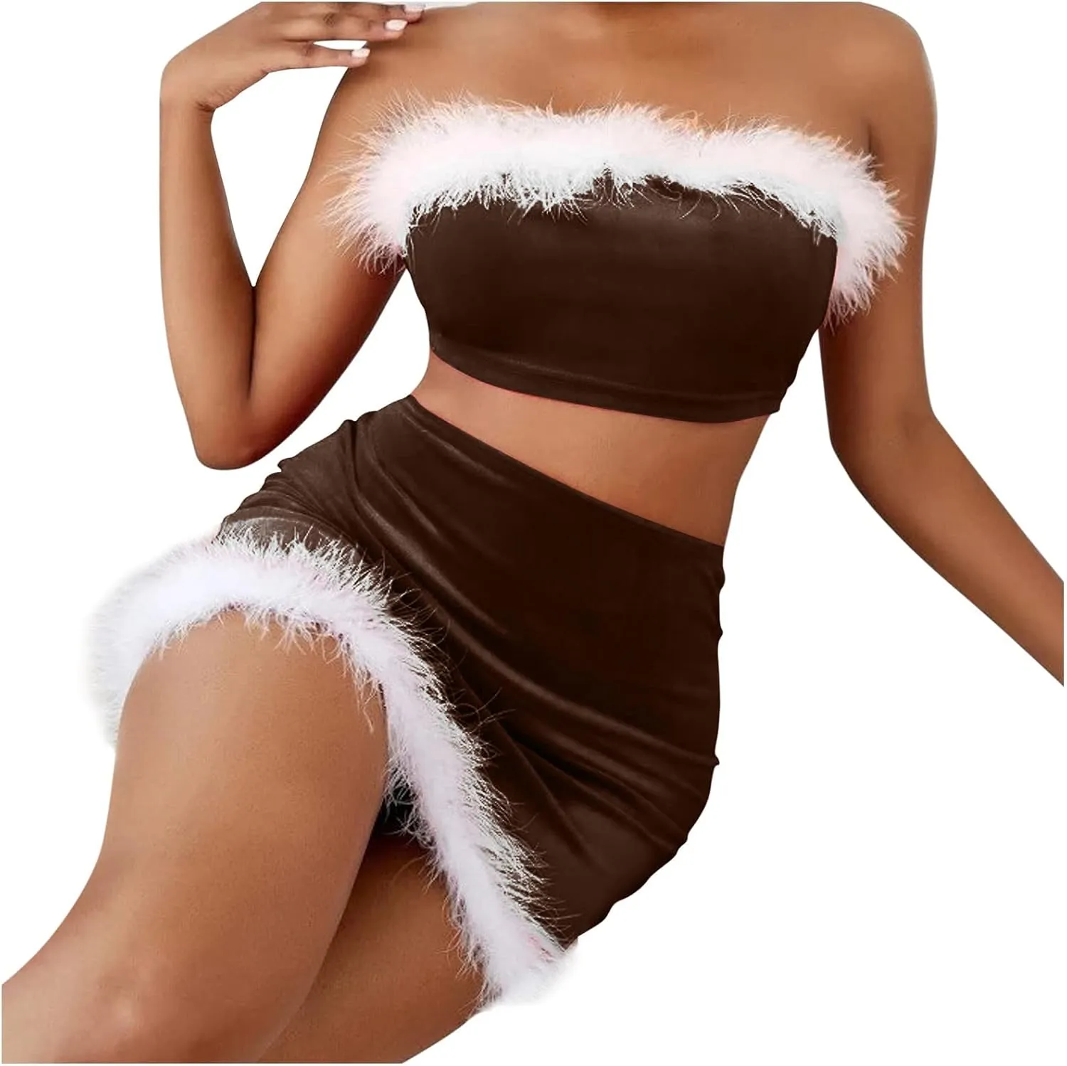 Christmas Lingerie Women Lingerie Sets Red Velvet Bra and Skirt Sets Red Santa Teddy Babydoll Scallop Lace Bralette Sleepwear