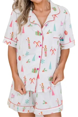 Christmas 🎄 Printed Short Sleeve Shirt & Shorts Set
