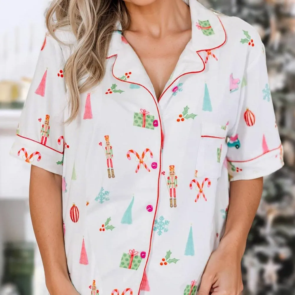 Christmas 🎄 Printed Short Sleeve Shirt & Shorts Set