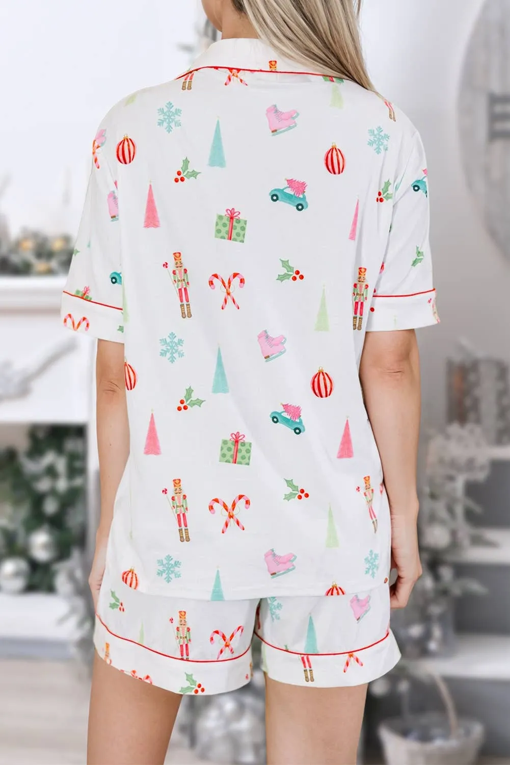 Christmas 🎄 Printed Short Sleeve Shirt & Shorts Set