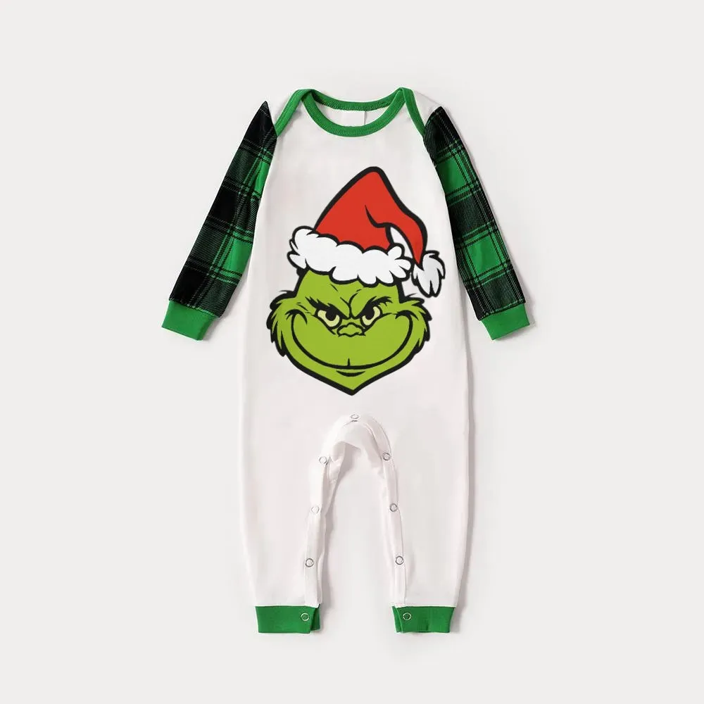 Christmas Smile Cartoon Print Family Matching Raglan Long-sleeve Pajamas Sets