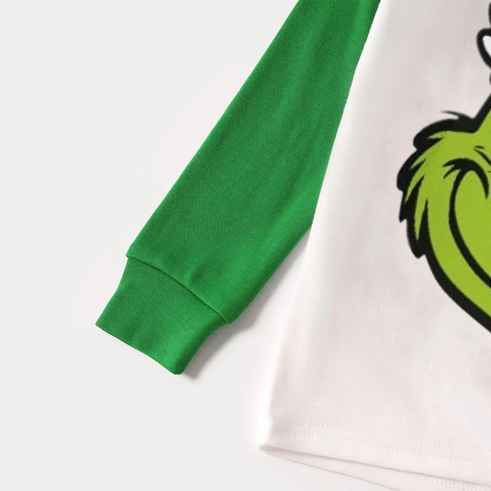 Christmas Smile Cartoon Print Family Matching Raglan Long-sleeve Pajamas Sets