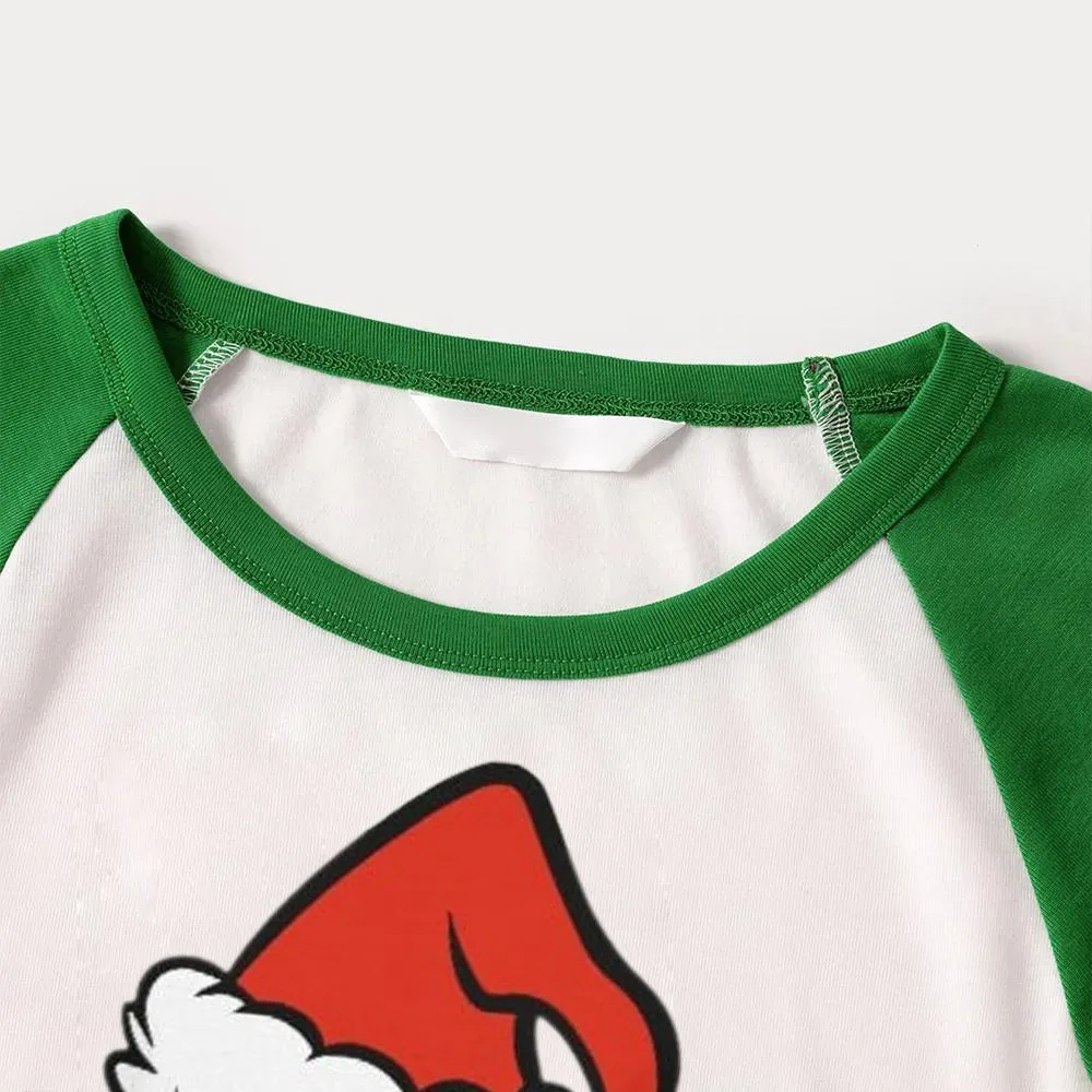 Christmas Smile Cartoon Print Family Matching Raglan Long-sleeve Pajamas Sets