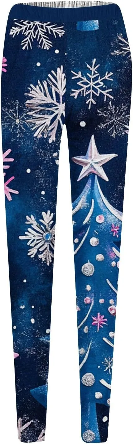Christmas Women's Warm and Fashionable Pants Autumn and Winter Home Casual Tight Pants