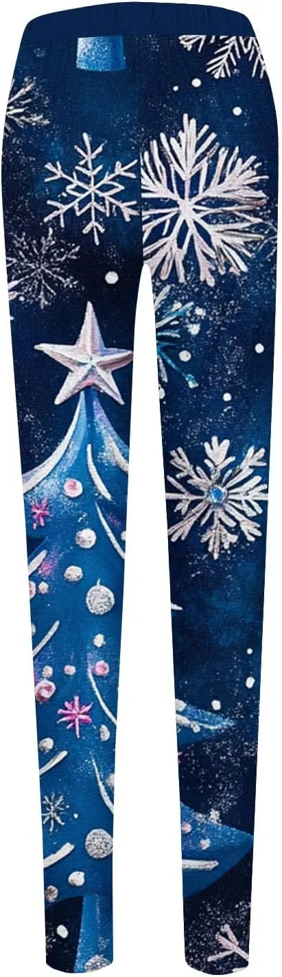 Christmas Women's Warm and Fashionable Pants Autumn and Winter Home Casual Tight Pants
