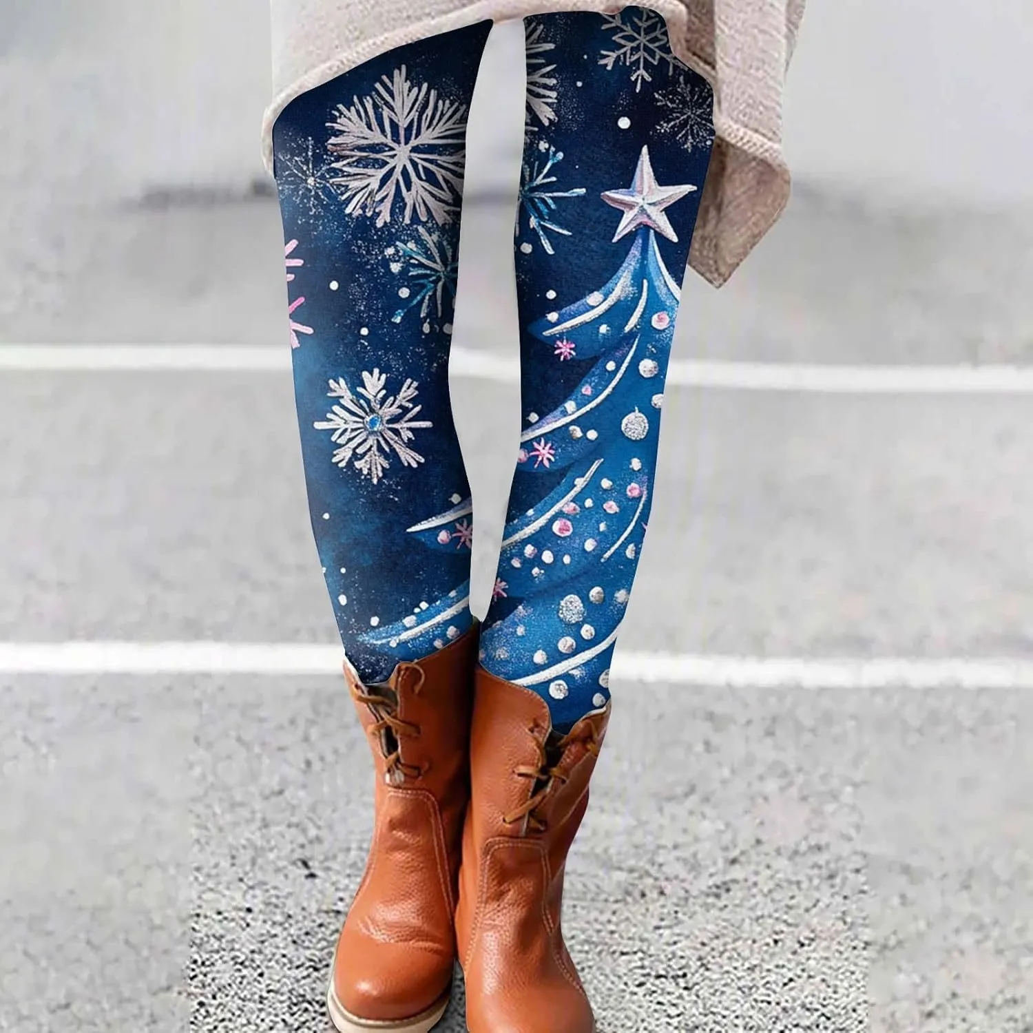 Christmas Women's Warm and Fashionable Pants Autumn and Winter Home Casual Tight Pants
