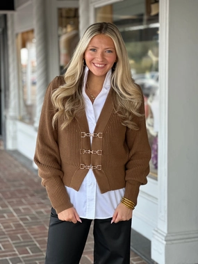 BreathableMeshPanels Antistatic Chunky Shaker Cropped Wood Cardigan