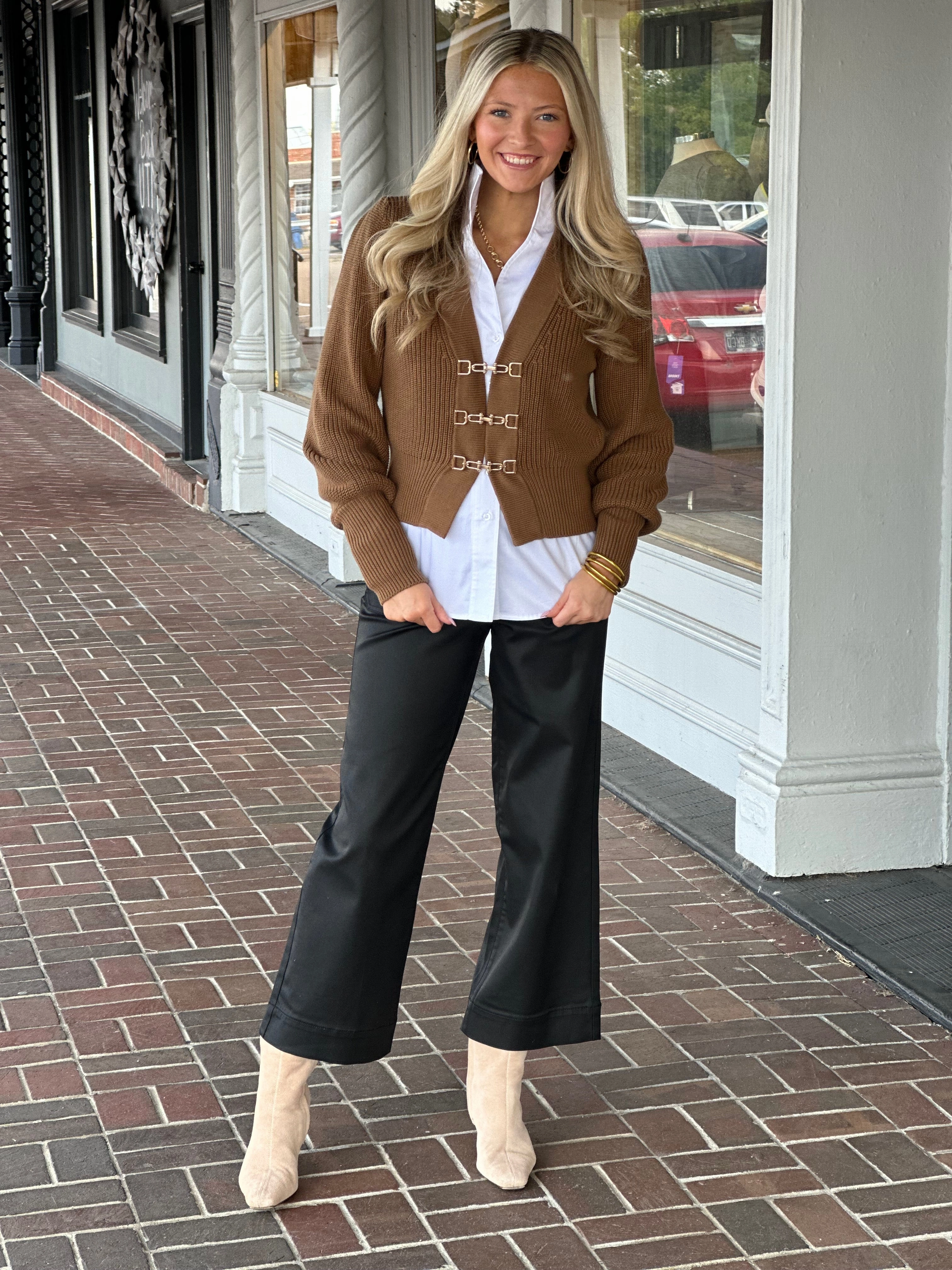 HighStretch Chunky Shaker Cropped Wood Cardigan