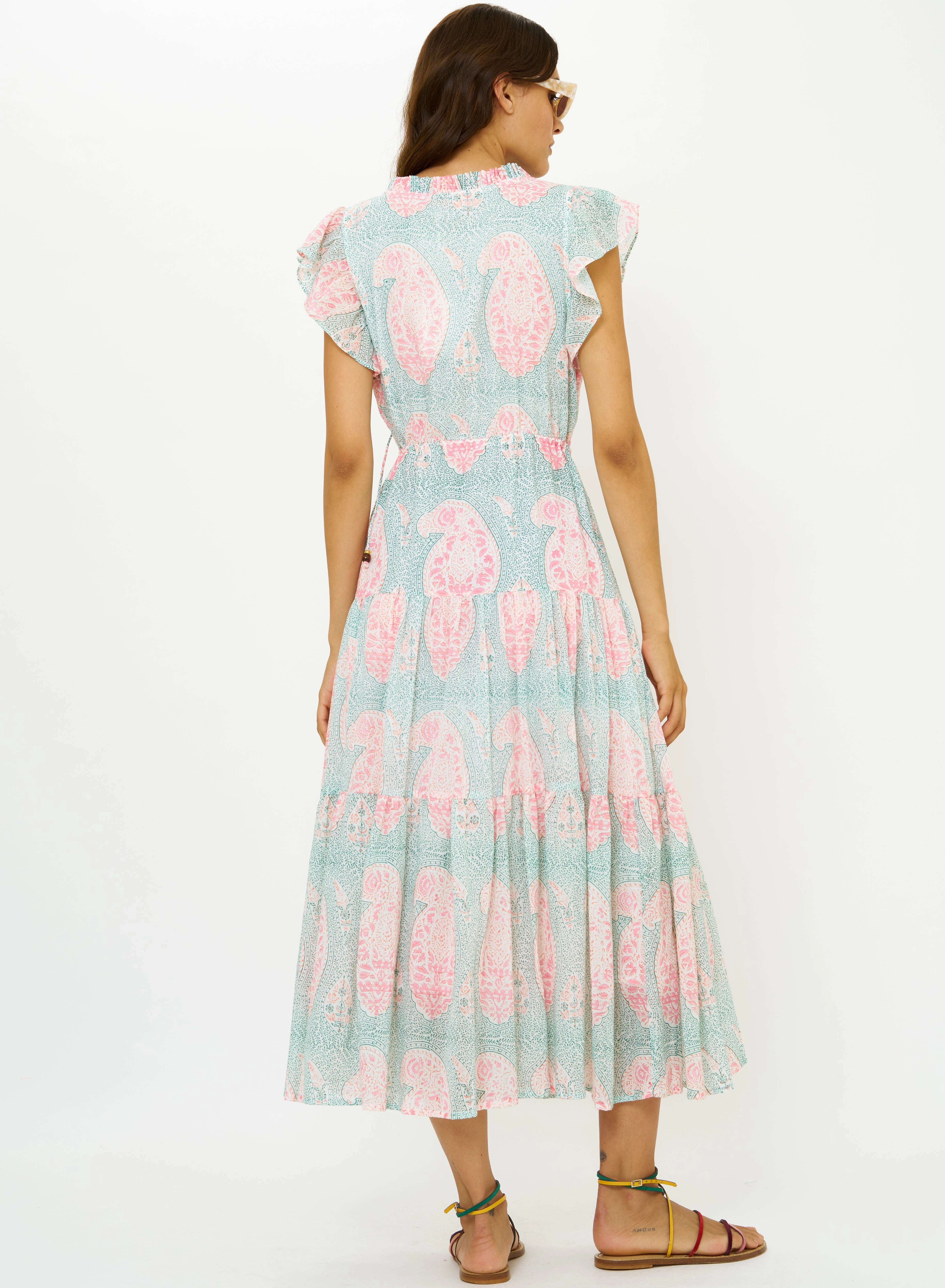 Front-Zip Cinched Flirty Midi Samode Green