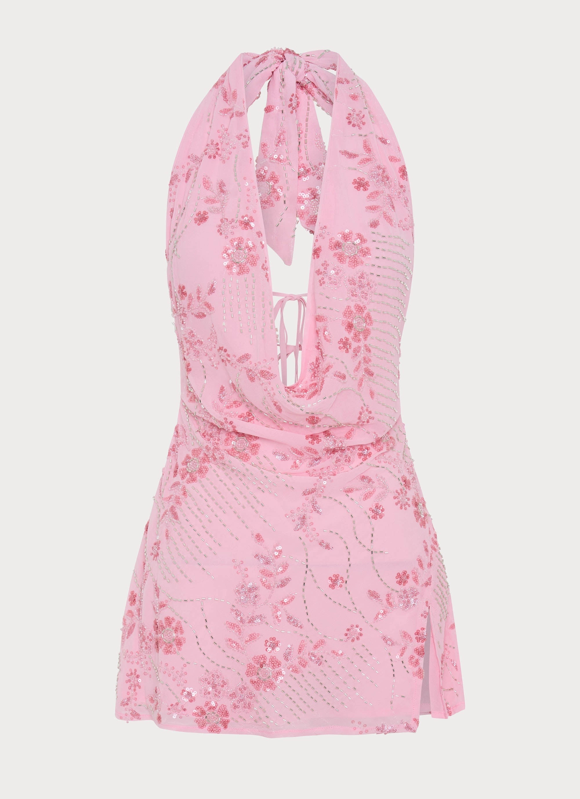Tonal-Panel Cinzia Beaded Mini Dress - Pink