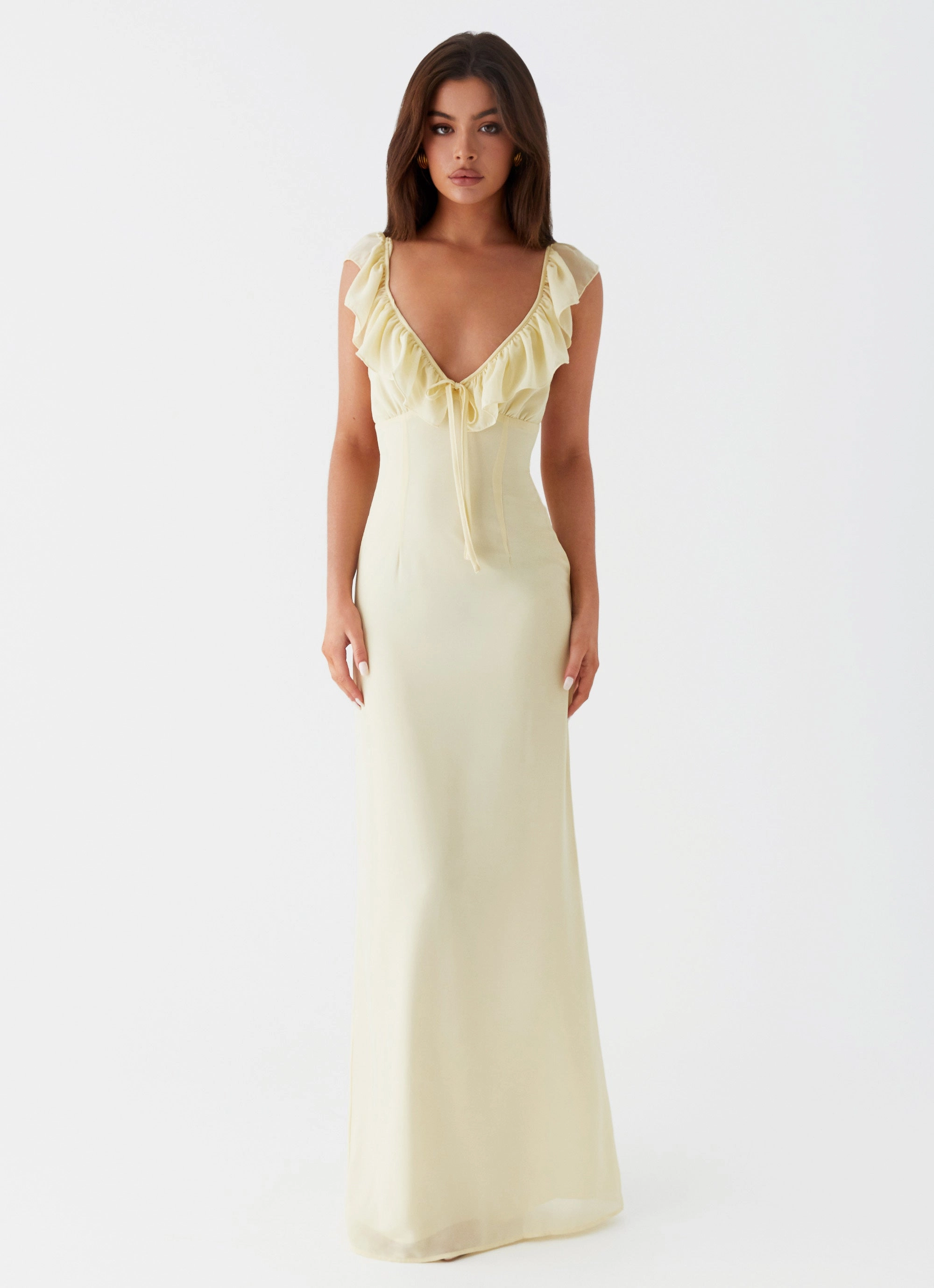 Silvie Maxi Dress - Yellow Minimal Aesthetic Warm Base