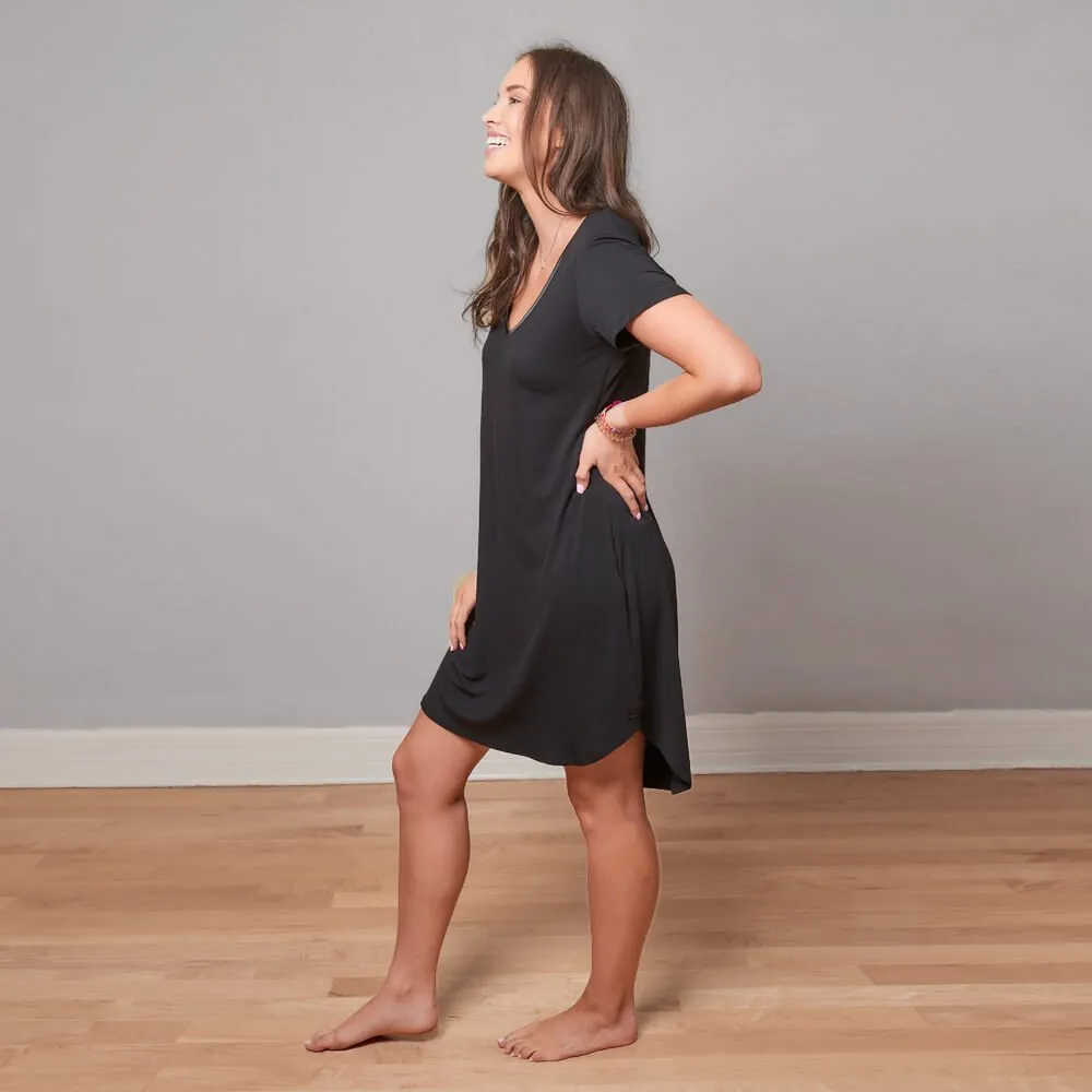 Claire Short Sleeve Nightgown: Black