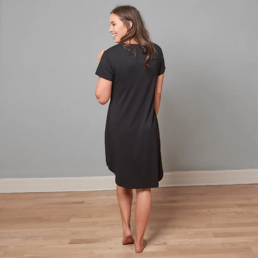 Claire Short Sleeve Nightgown: Black