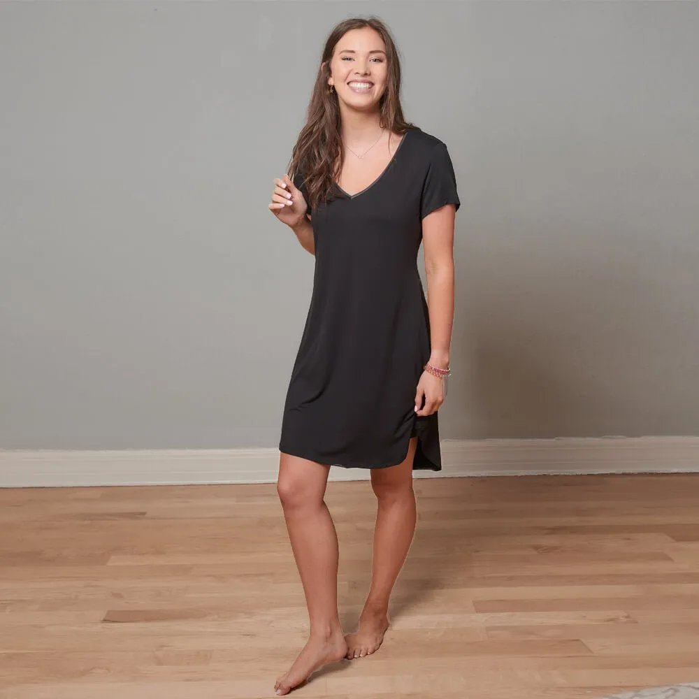 Claire Short Sleeve Nightgown: Black