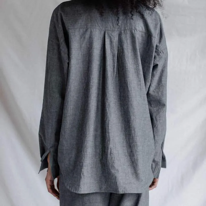 Classic Cotton Pajama Set For Women, Gray Loungewear Set, Pant & Long Sleeve Shirt, Organic Loungewear Set, Comfortable Pajamas For Her
