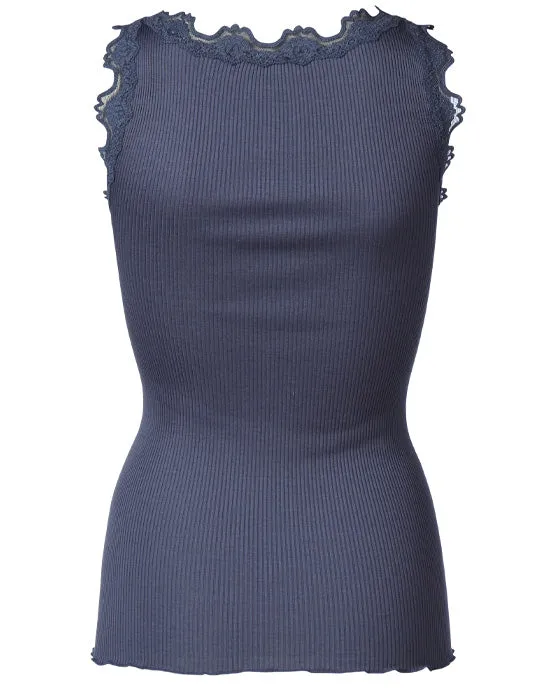 Classic silk top True Navy