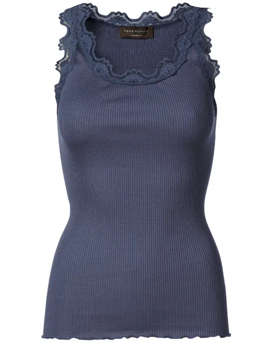 Classic silk top True Navy