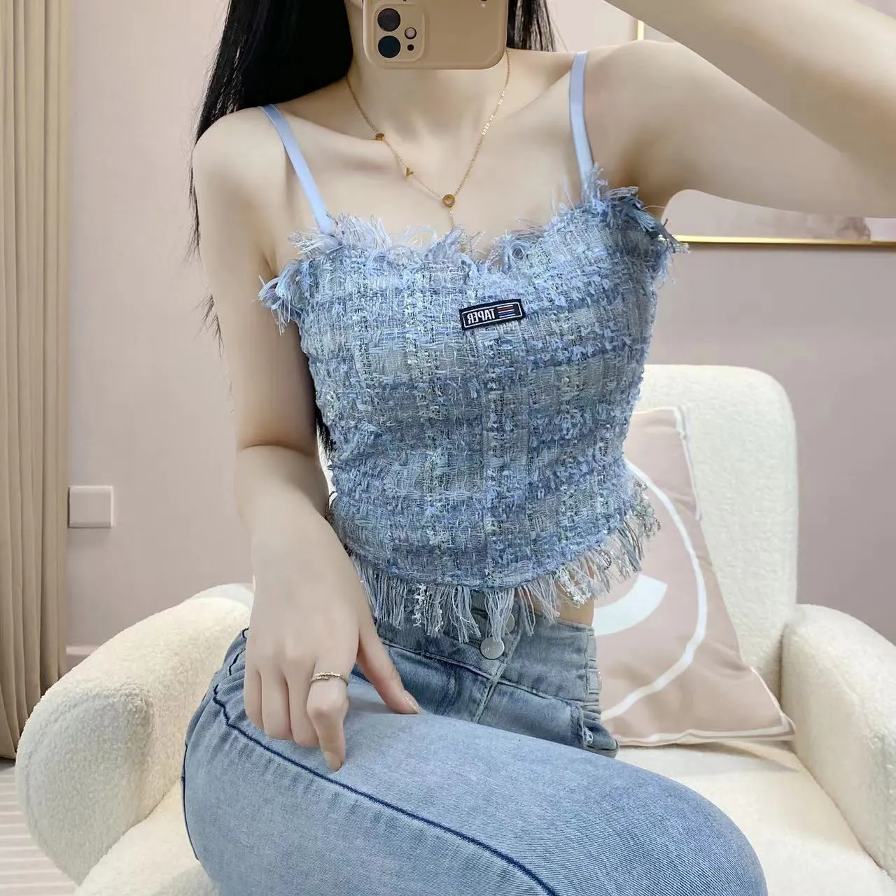 Classic Style Beauty Back Sling Vest with Chest Pad
